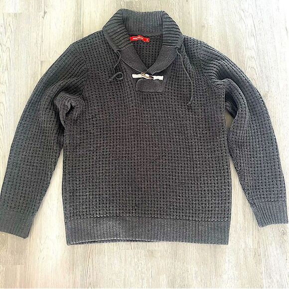 Jack Threads Wool Blend Charcoal Toggle Shawl Sweater - Picture 1 of 4